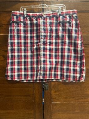 Christopher & Banks 20W skort Red Navy Plaid Mini Skirt cotton shorts lined plus